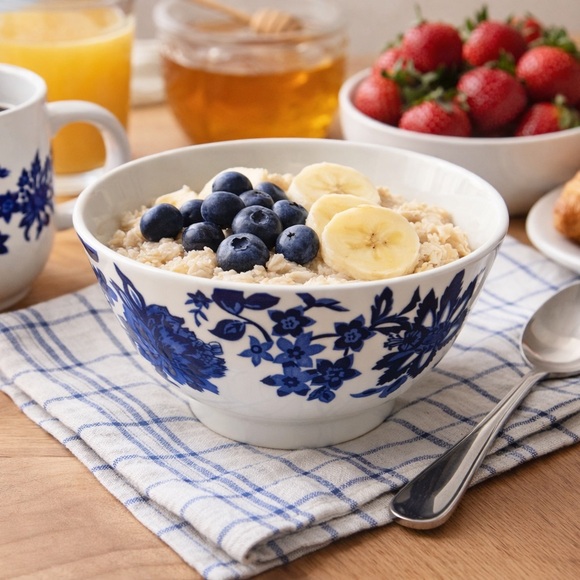 Royal Norfolk Blue Floral Stoneware Soup or Cereal Bowl – 6” - Picture 2 of 5